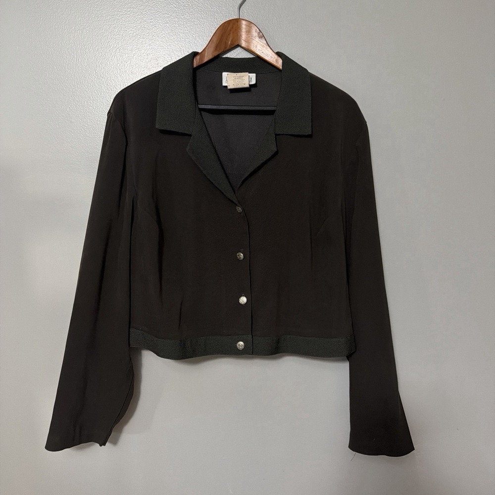 Vintage Lady Dorby Forest Green Crop Suit Jacket 20W Ultrasuede Career Academia